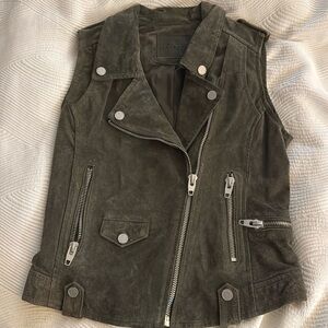 Blank NYC leather vest size small army green
